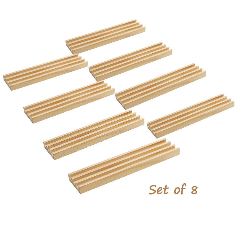 Exqline Wooden Domino Racks Set of 8 Premium Domino Trays Holders Organizer for Mexican Train Chickenfoot and Other Domino Games - Dominoes NOT Included - Image 2